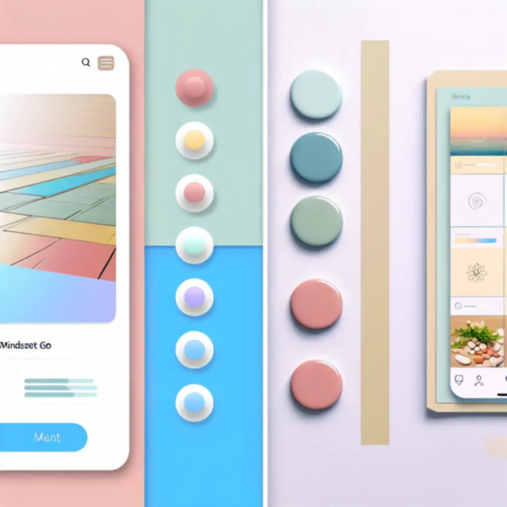 Interfejs gry Mindset Go w pastelowej, uspokajającej kolorystyce