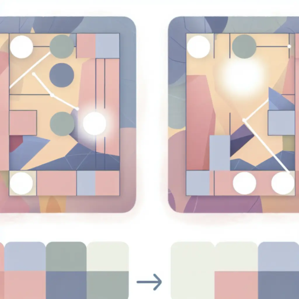 Pastelowa łamigłówka logiczna z elementami w uspokajających kolorach