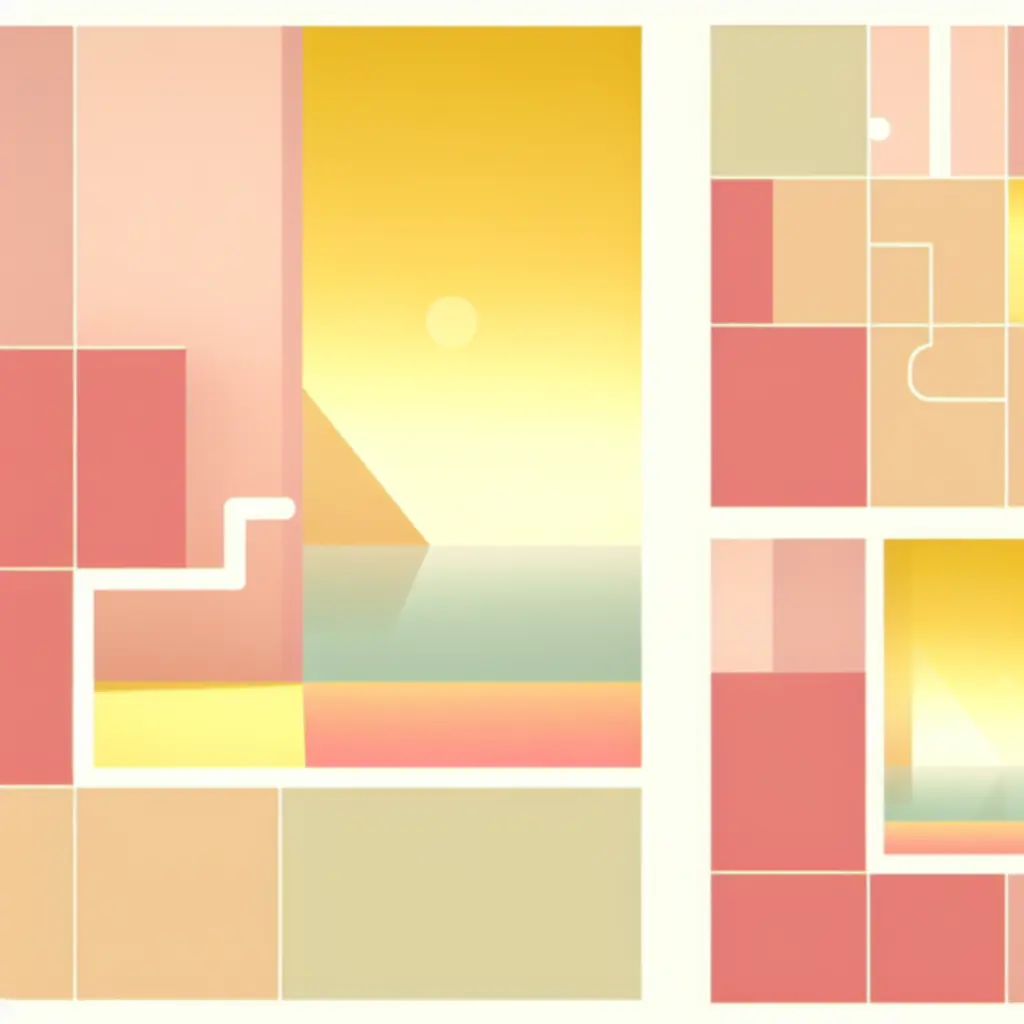 Pastelowe, kolorowe wizualizacje z gry Mindset Go tworzące spokojny, harmonijny nastrój